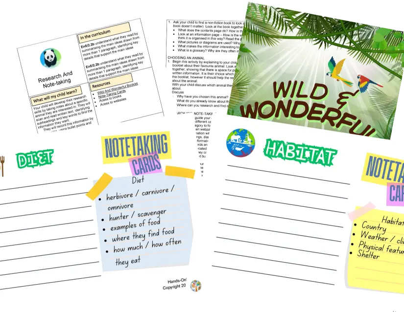 New English topic Wild and Wonderful for Year 5 students.